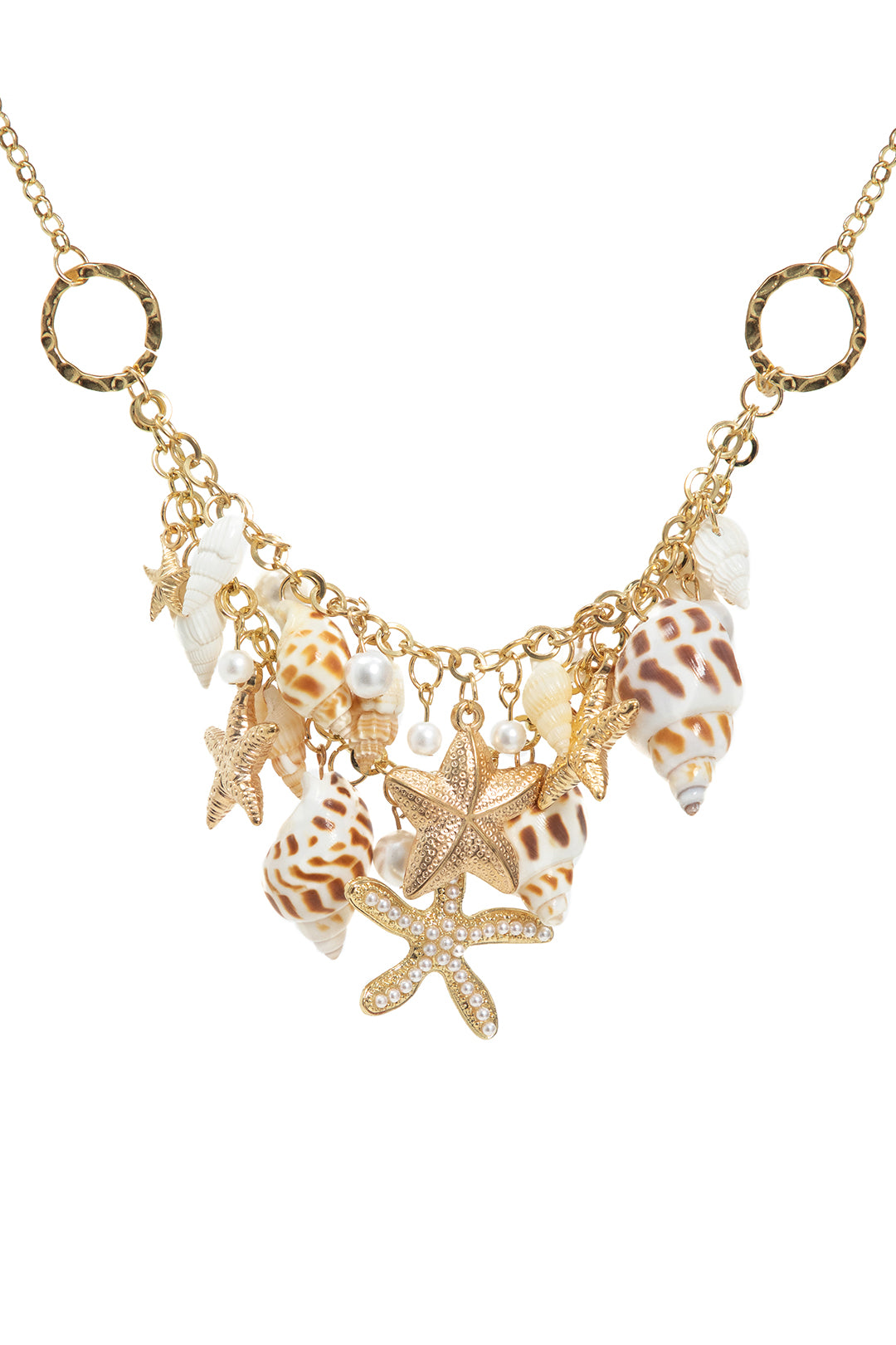 Seashell And Starfish Charm Necklace