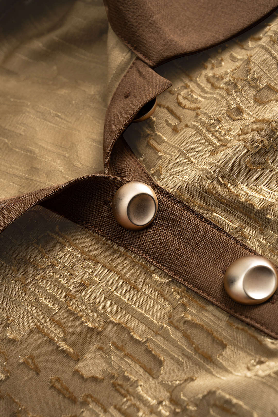 Metallic Button Ripped Patchwork Long Sleeve Bodysuit