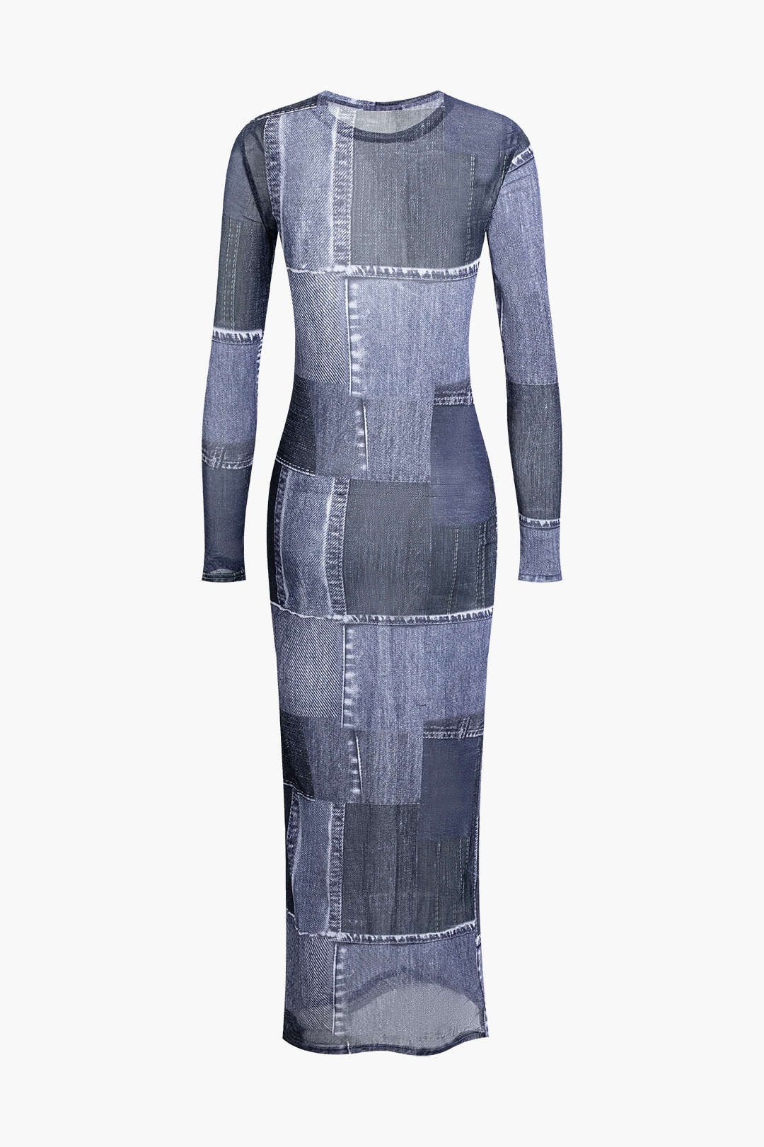 Denim Pattern Maxi Dress