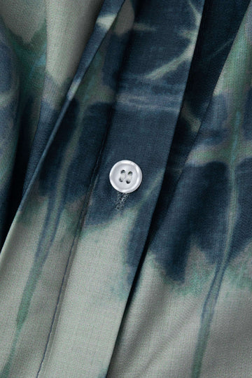 Printed Belted Long Sleeve Midi Shirt Dress