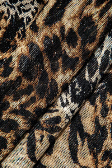 Leopard Print Twist Halter Backless Midi Dress