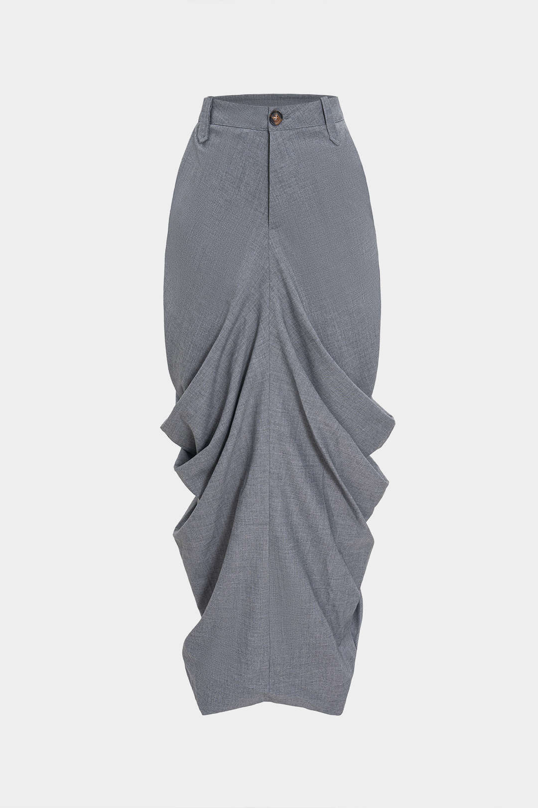 Linen Solid Ruched Skirt
