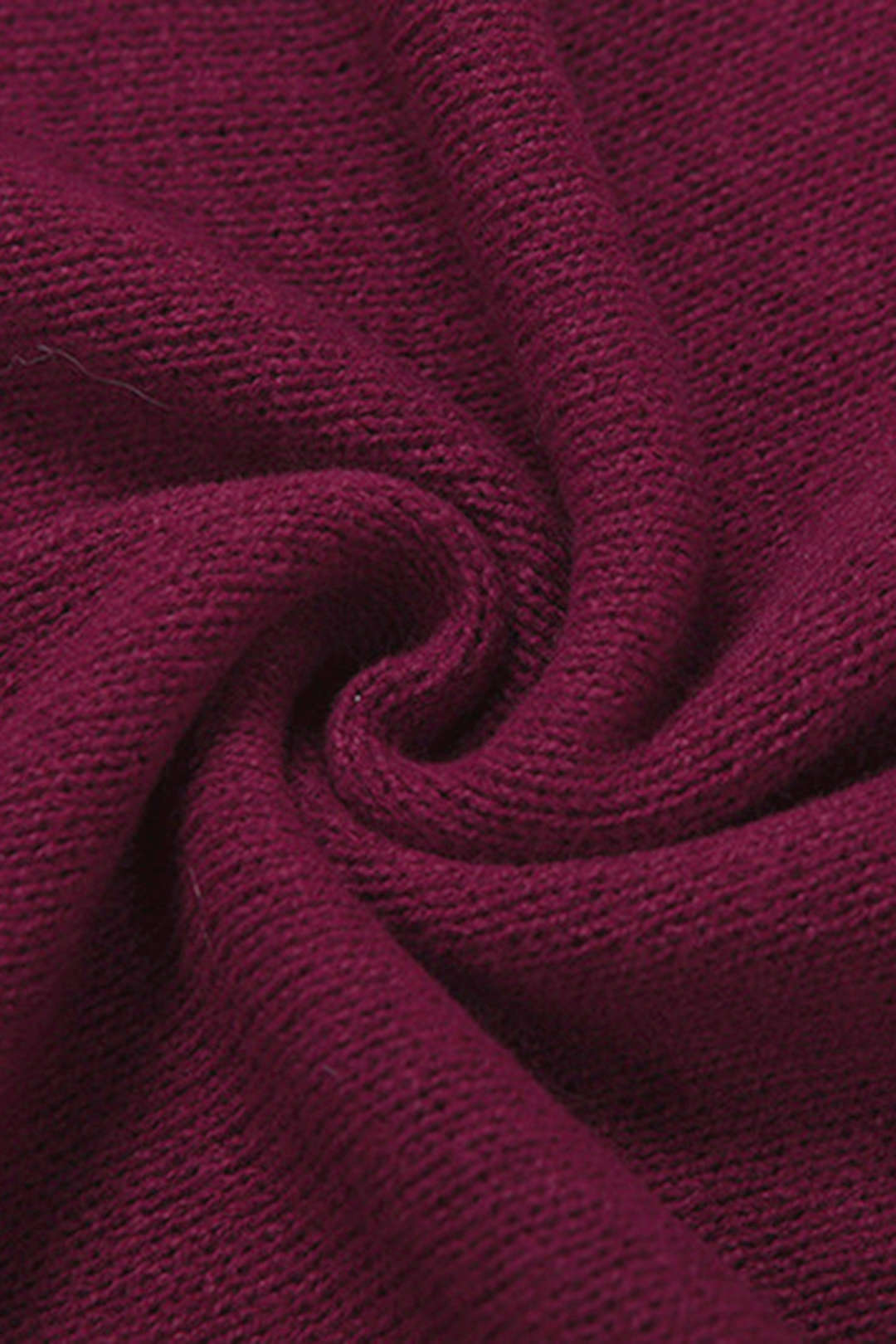 Knit Fringe Trim Deep V-Neck Long Sleeve Dress