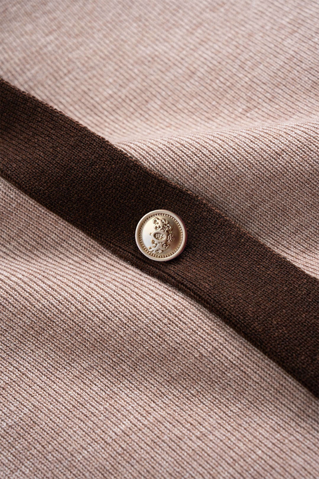 Knit Contrast V-Neck Long-Sleeve Top And Button Skirt Set