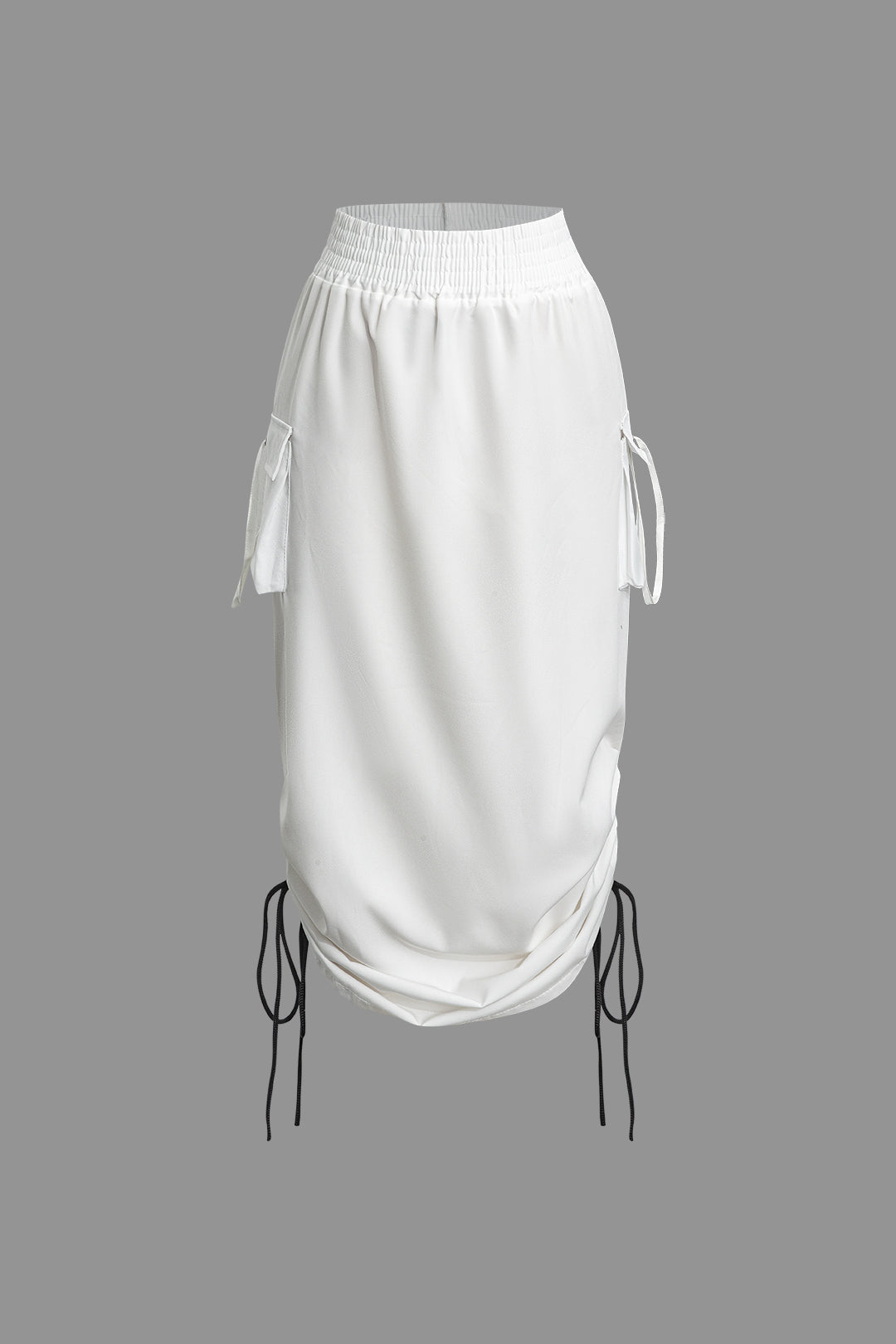 High Waisted Drawstring Midi Skirt