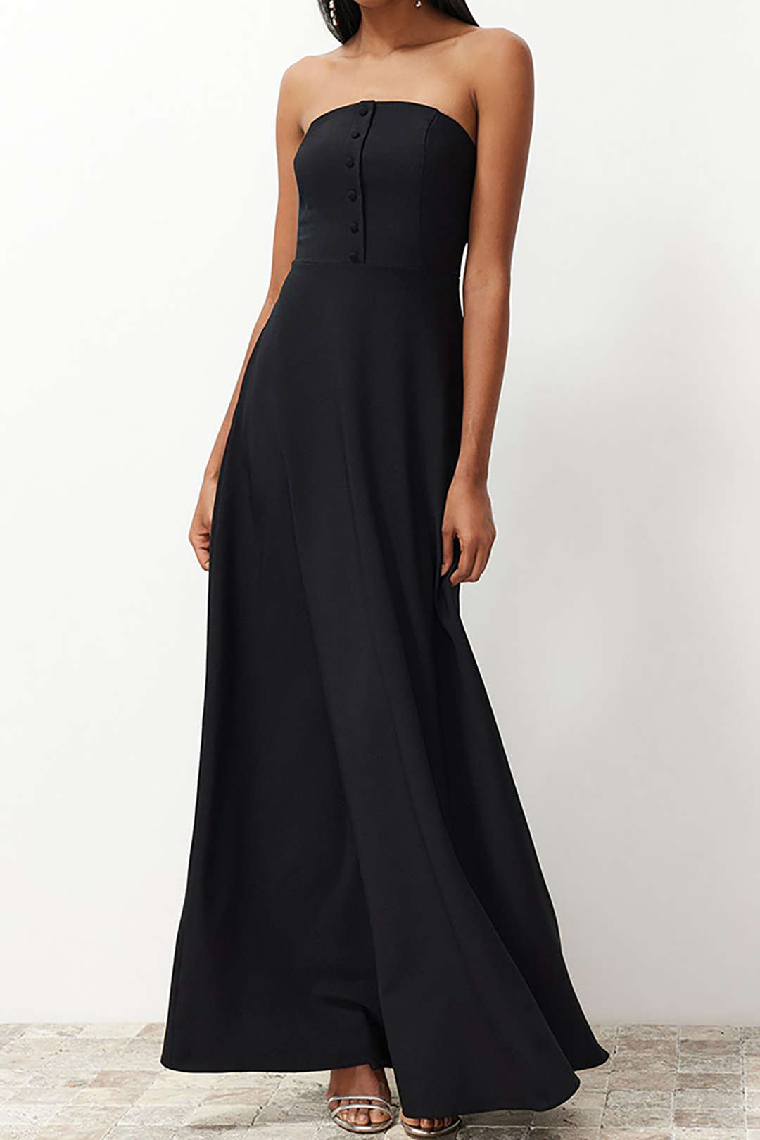 Strapless Sleeveless Pocket Maxi Dress