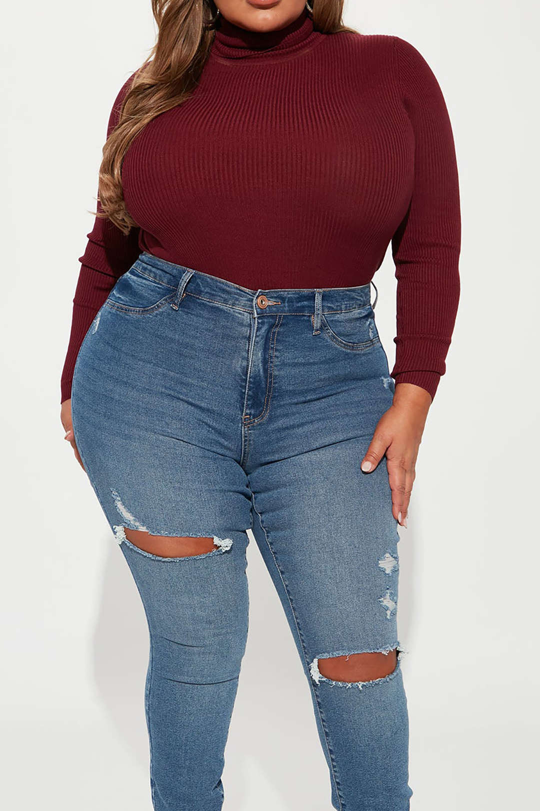 Plus Size Ribbed Turtleneck Sweater