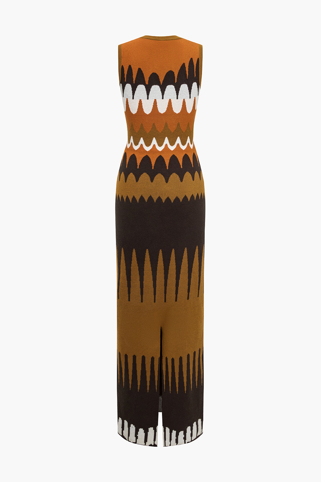 Geometric Print Sweater Slit Maxi Dress