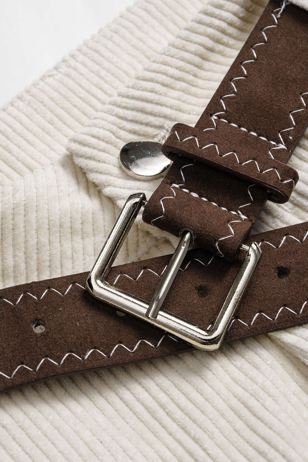 Corduroy Belted Ruched High Waist Wide Leg Pants