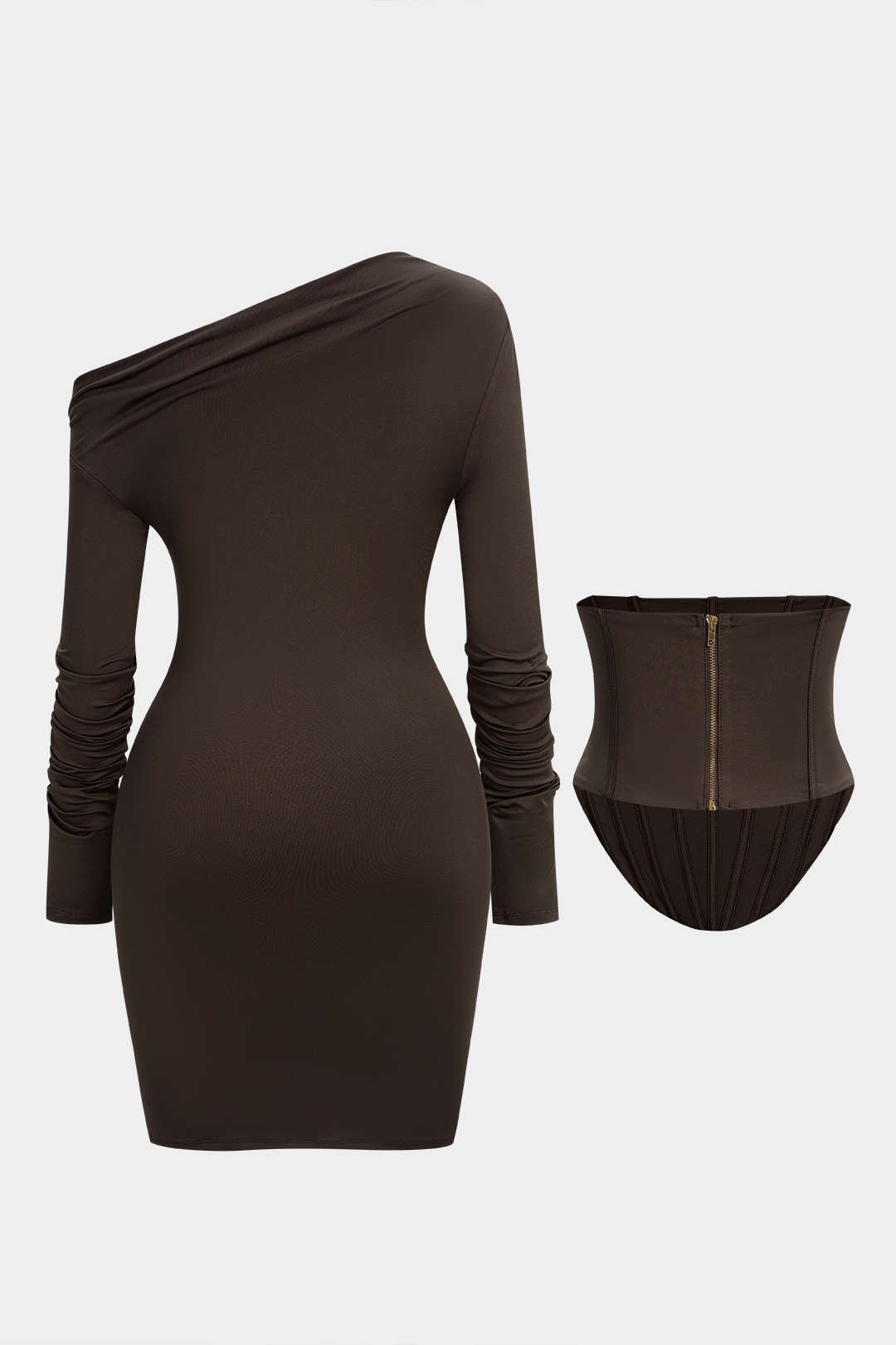 Off Shoulder Corset Long-Sleeve Mini Dress