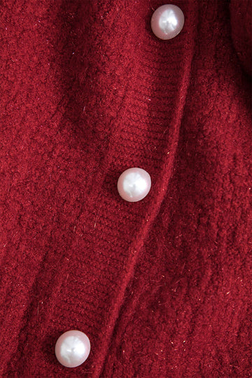 Sweater met lange mouw knop V-hals jurk