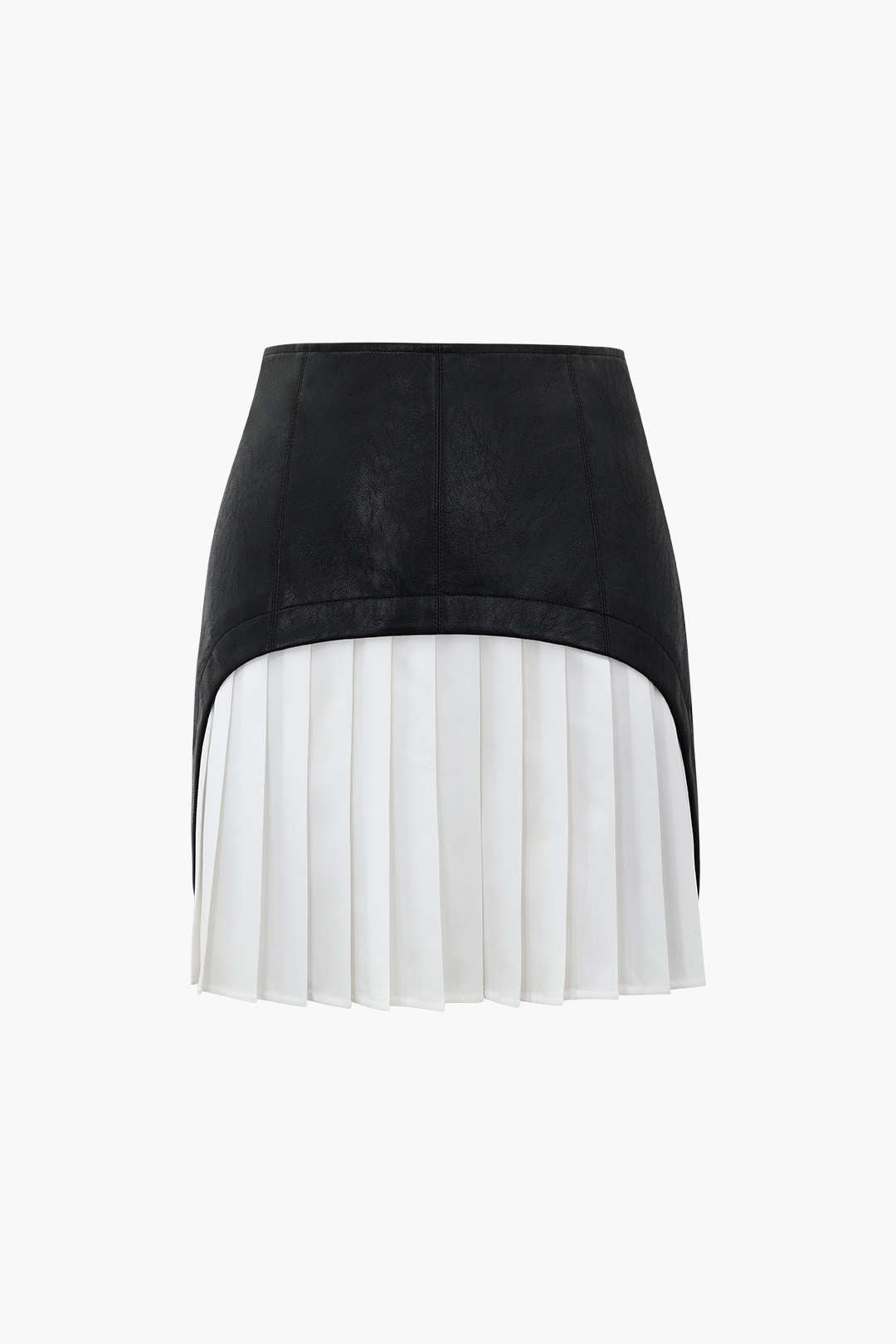Contrast Pleated Faux Leather Mini Skirt