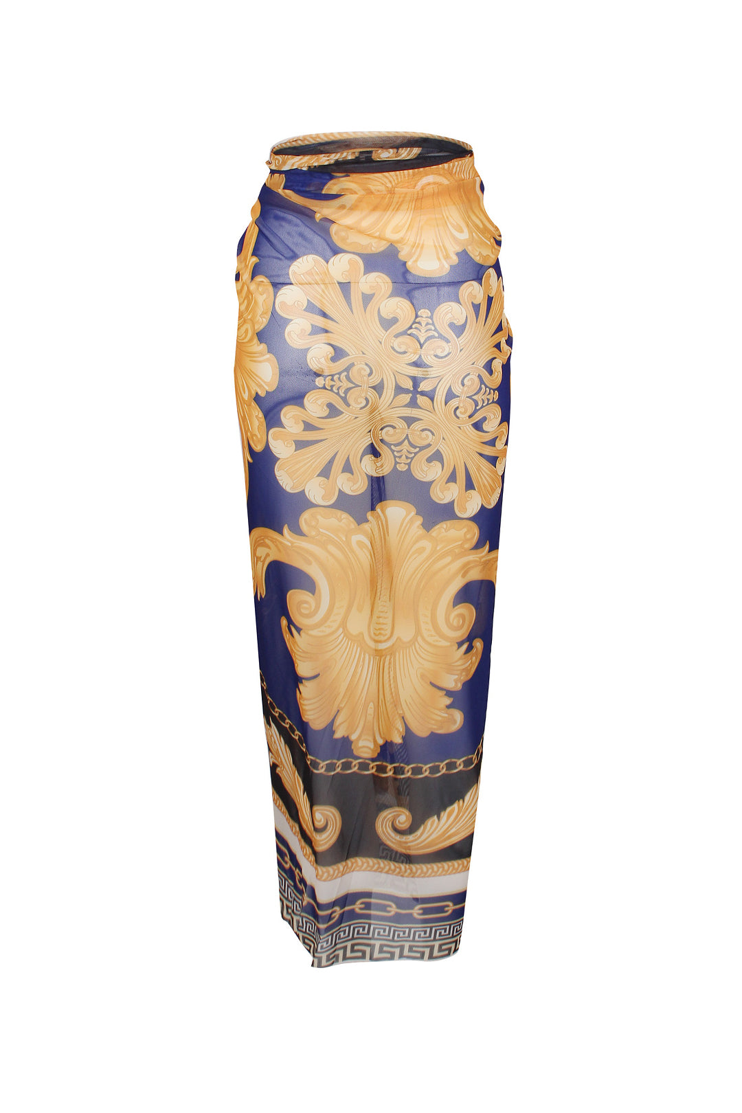 Pop Art Pattern Wrap Mesh Midi Skirt Cover Up