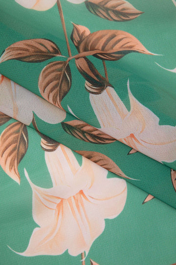 3D Flower Halter Cut Out Swimsuit And Floral Print Split Knot Skirt Swimsuit Set
