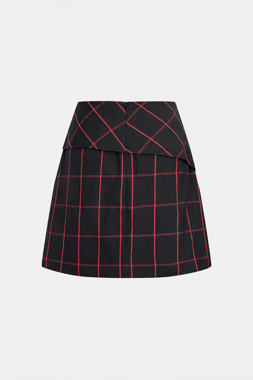 Plaid Print Zipper Mini Skirt