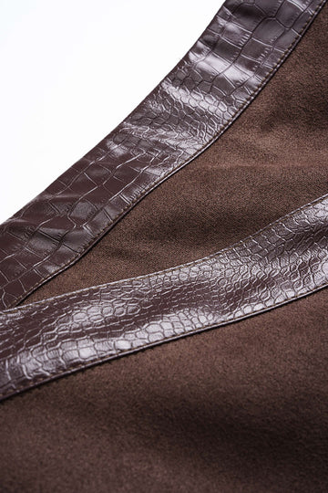 Faux Leather Patchwork Asymmetrical Skirt