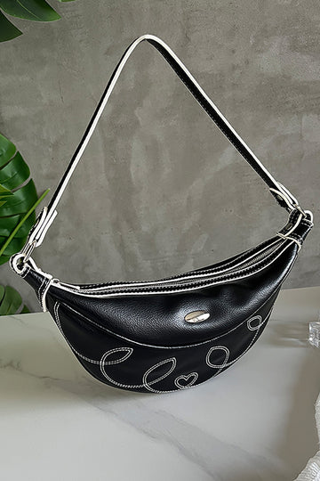 Faux Leather Embroidery Handbag