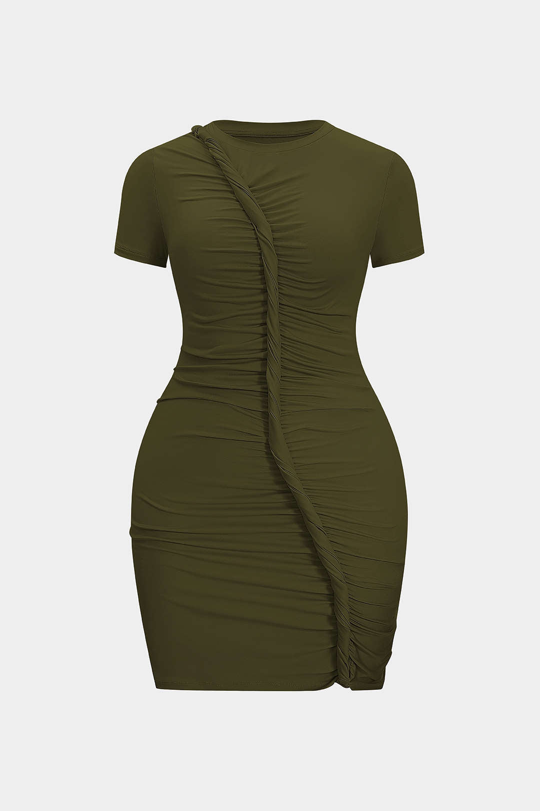 Plus Size Twist Knot Ruched Short Sleeve Mini Dress