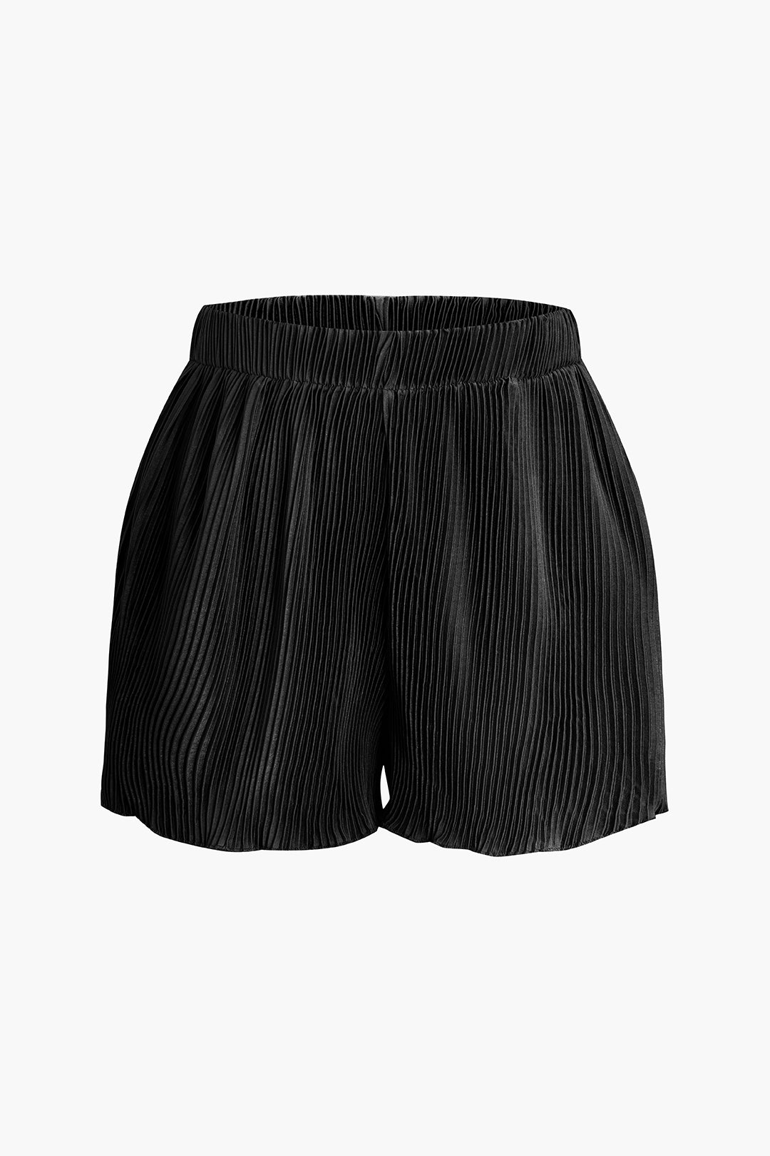 Pleated Button-Up Shirts And Shorts Set