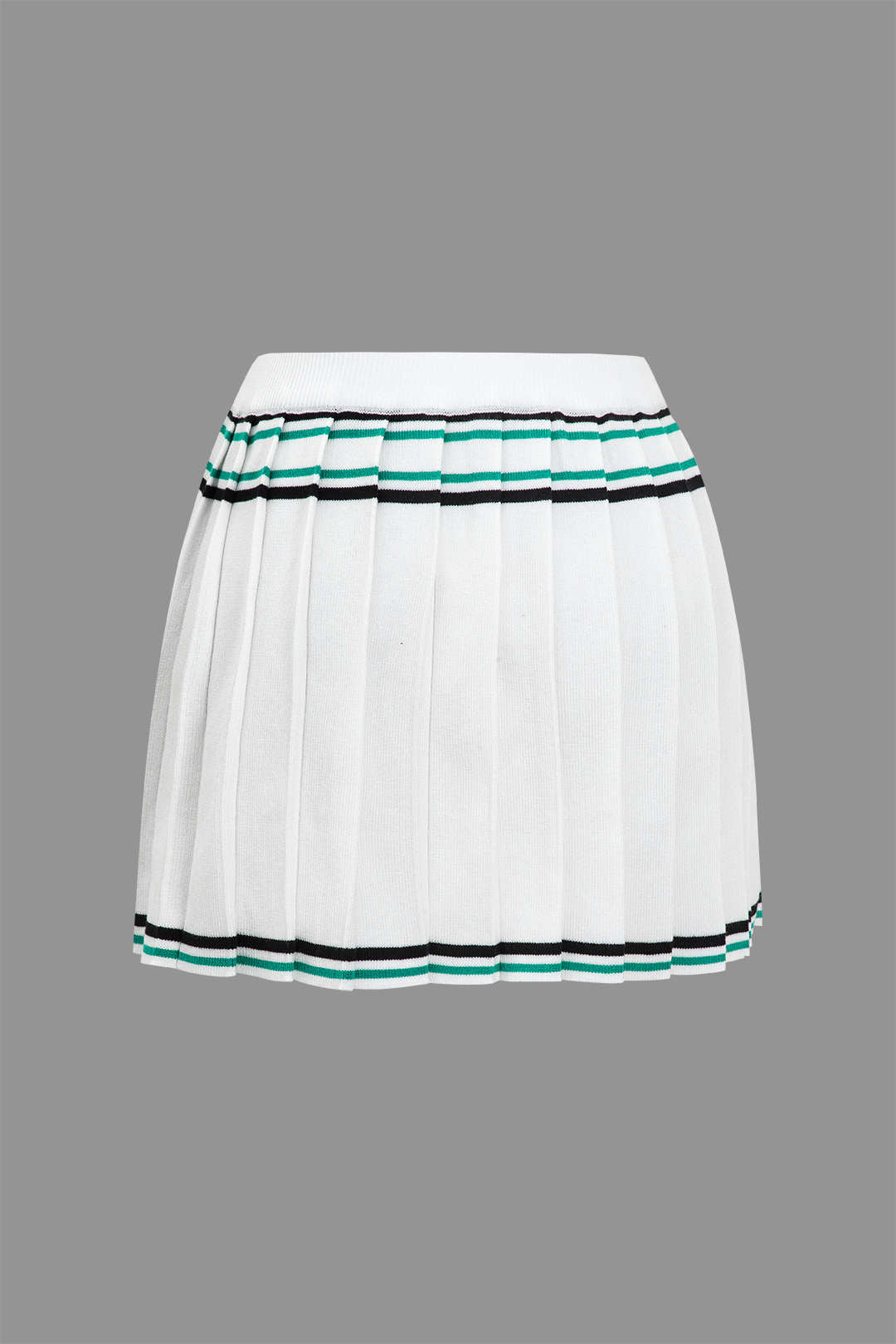 Knit Color Block Pleated Mini Skirt