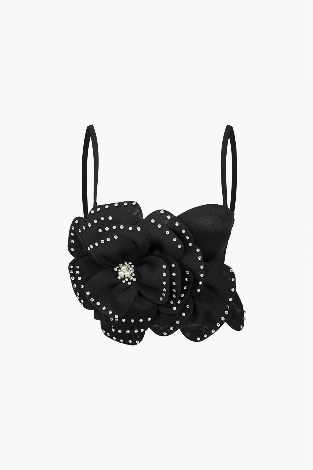 Top bustier dell'appliqué floreale abbellito