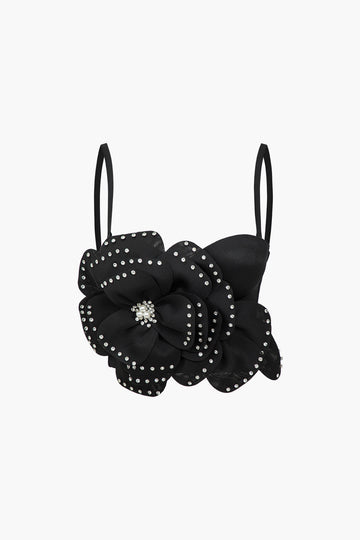 Top Bustier Appliqué tal-fjuri msebbħa