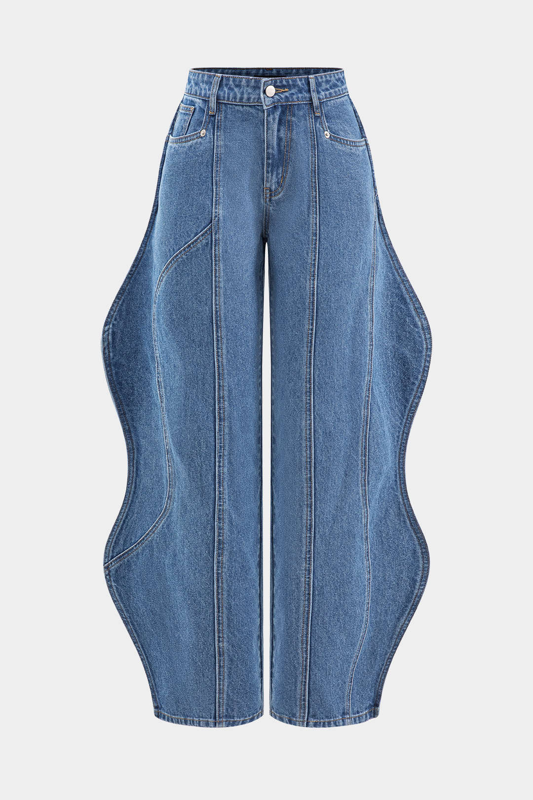 Wave Leg High Waist Barrel Jeans