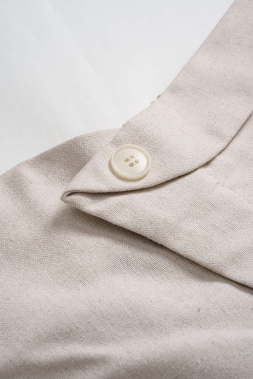 Linen Button Asymmetrical Ruched Barrel Trousers