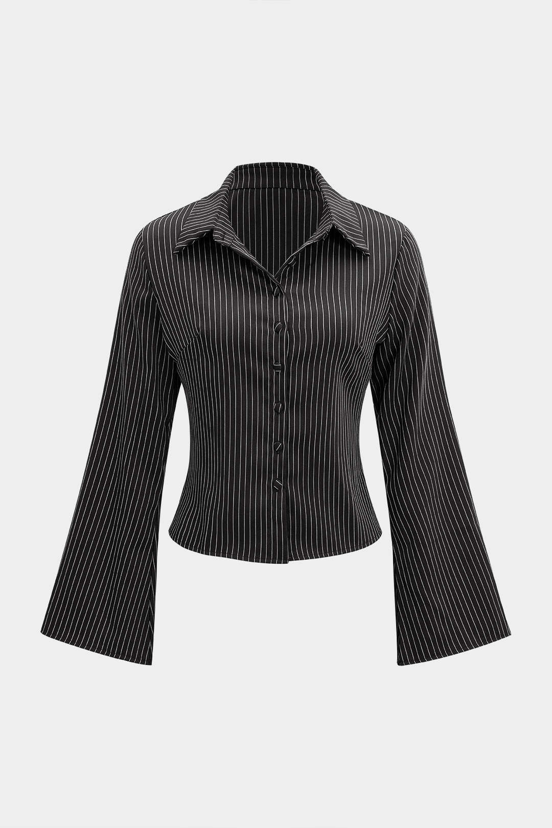 Stripes Print Button Long-Sleeve Shirt