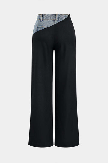 Denim Patchwork Pocket Trousers