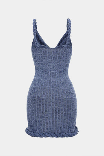 Cowl Neck Twist Knot Sleeveless Mini Dress