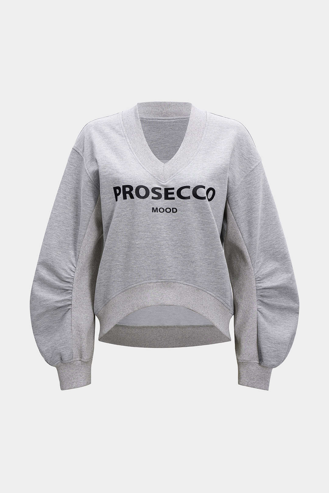 Letter Print Patchwork V-Neck Long Sleeve Sweatshirt