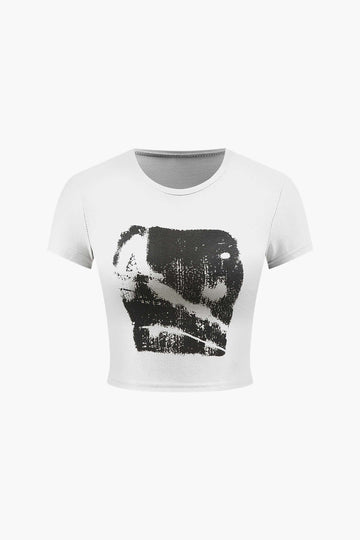 Abstract Graphic Crop T-Shirt