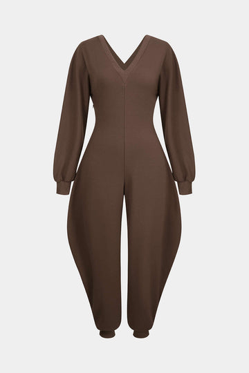 V-Neck Long Sleeve Jumpsuit