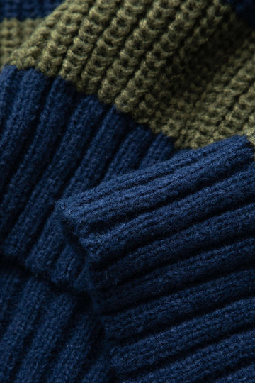 Contrast Stripe Round Neck Sweater