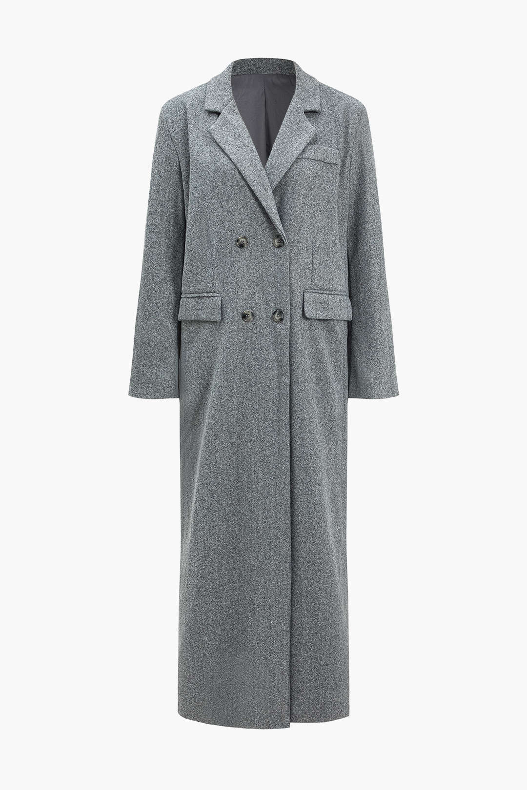 Solid Button Pocket Coat