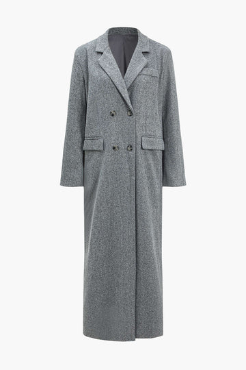 Solid Button Pocket Coat