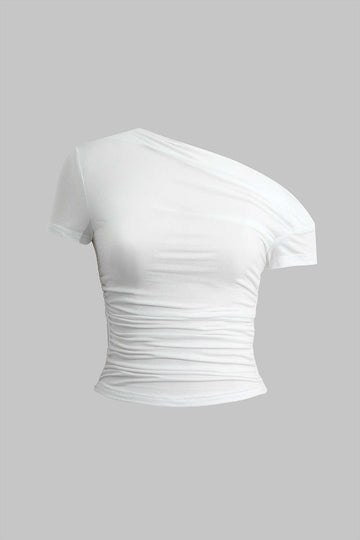 Basic Asymmetrical Ruched T-shirt