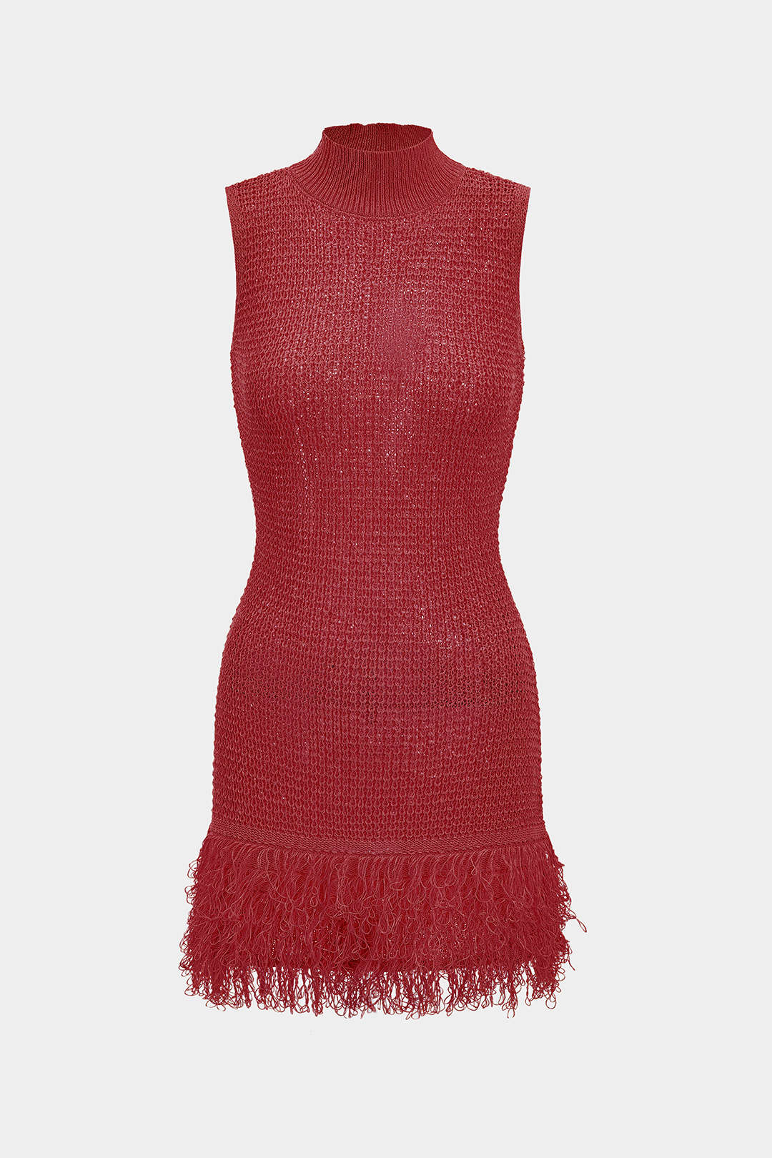 Knit Fringe Sleeveless Dress