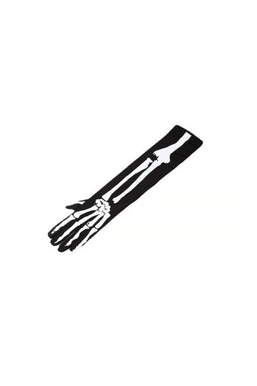 Skeleton Print Long Sleeve Gloves