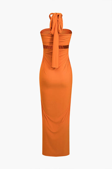 Solid Reversible Asymmetrical Tie-Up Maxi Dress