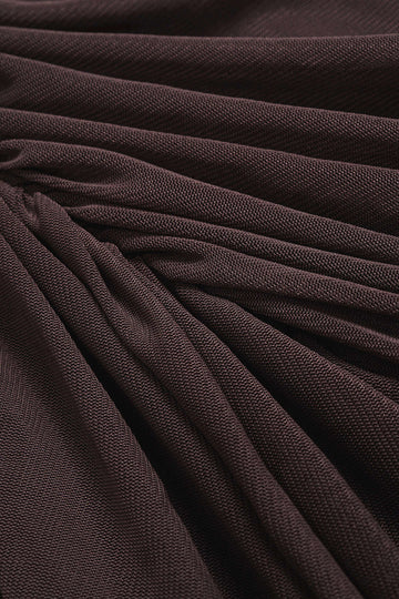 Ruched Asymmetrical Short Sleeve Mini Dress