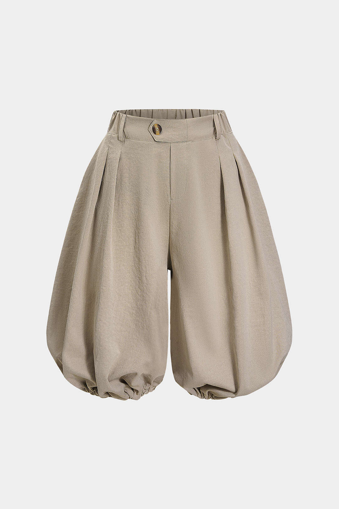 Solid Ruched Lantern Shorts
