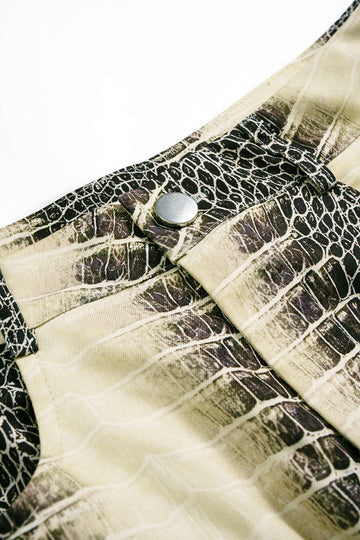 Snake Skin Print Straight Leg Shorts