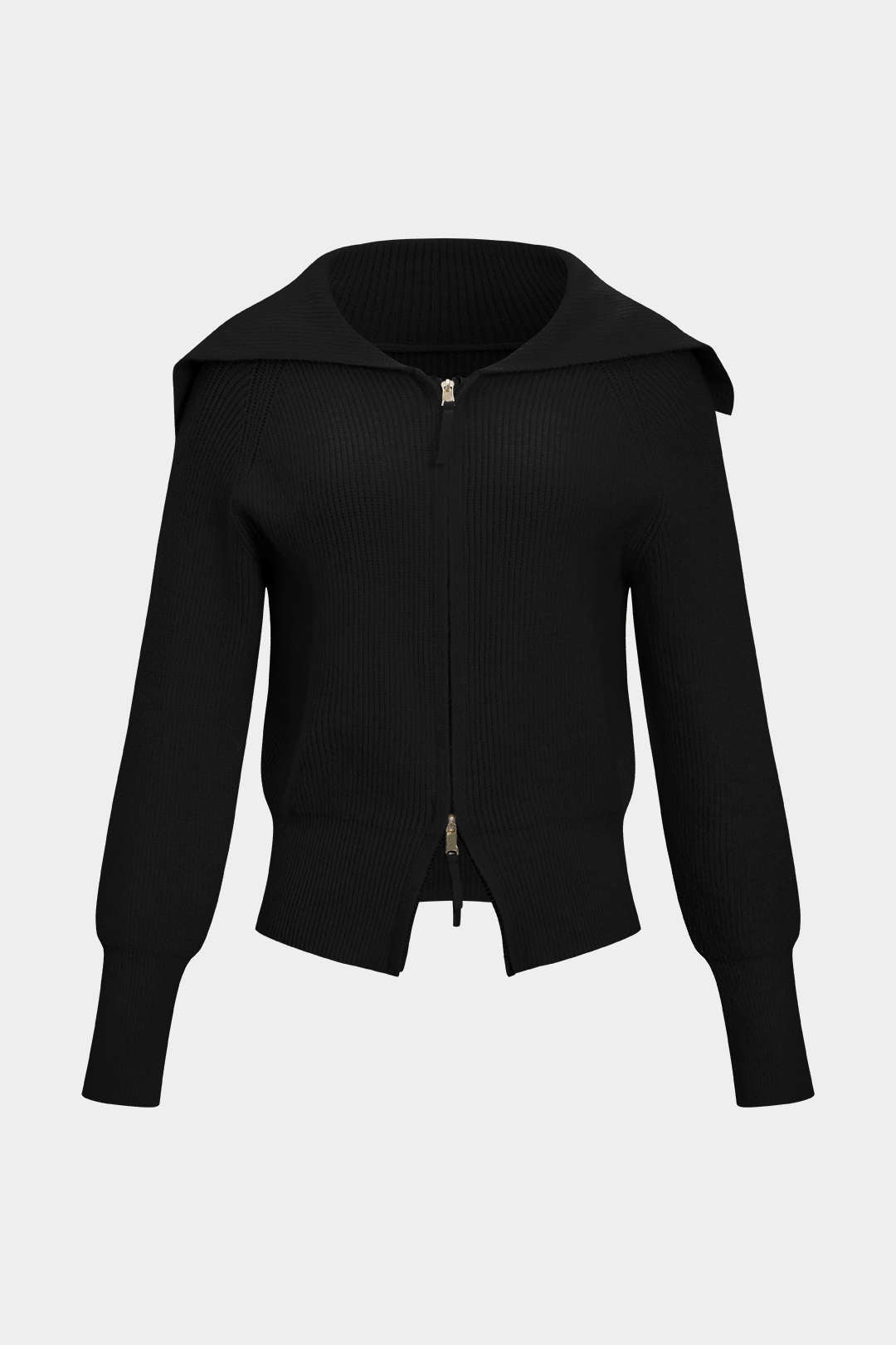 Knit Zipper Collar Cardigan