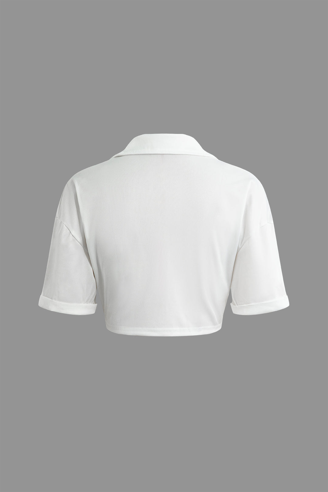 Flap Pocket V-neck Crop Shirt And Shorts Set