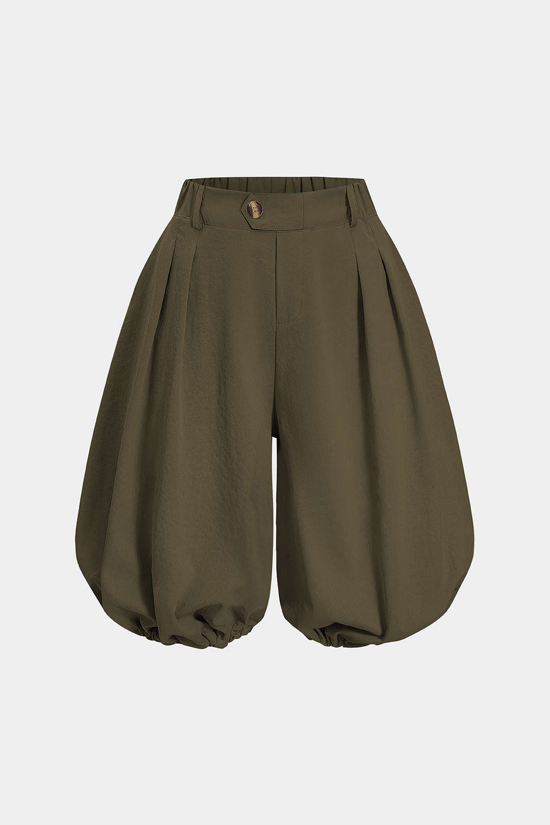 Solid Ruched Lantern Shorts