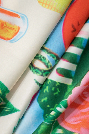 Tropical Print Strap Midi Dress