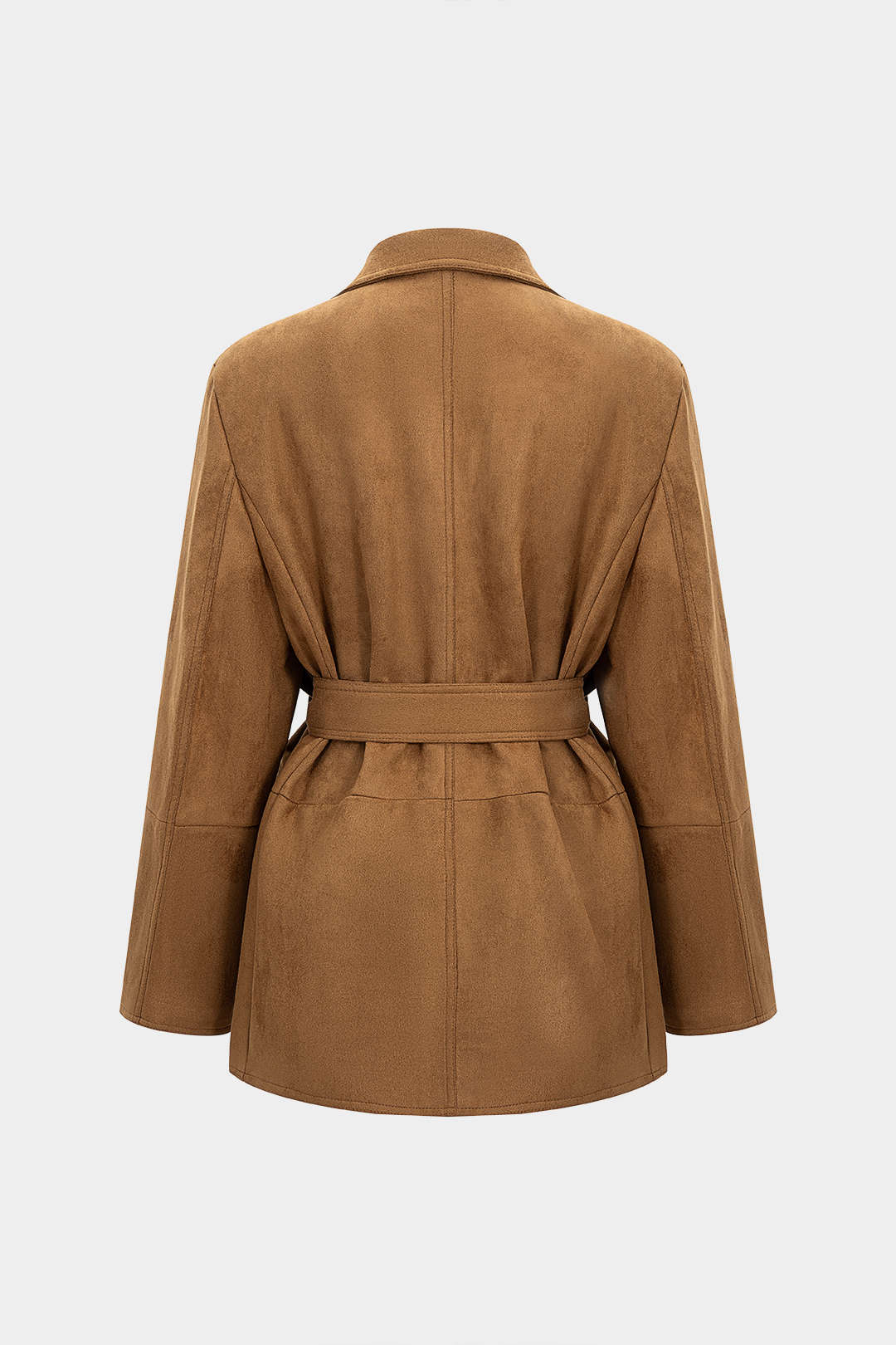 Suede Notched Lapel Tie-Up Pocket Blazer