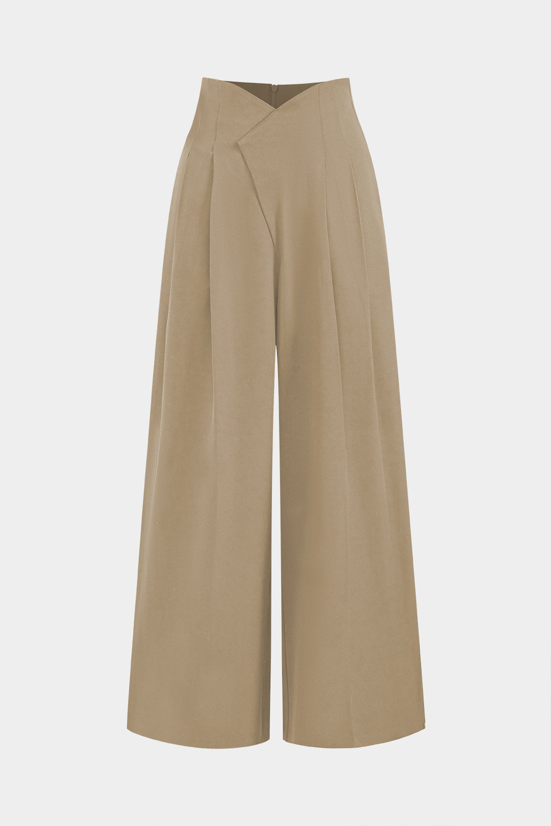 Pleated Asymmetrical Wide Leg Trousers